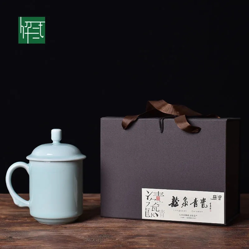 杭州陶瓷带盖大号水杯个人会议杯