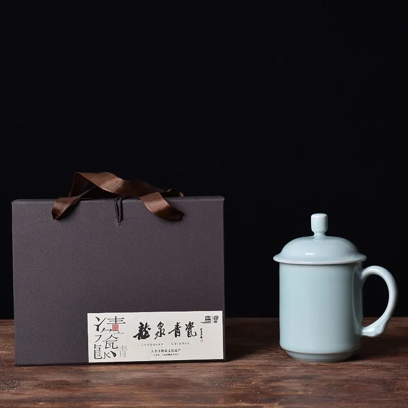 杭州陶瓷带盖大号水杯个人会议杯